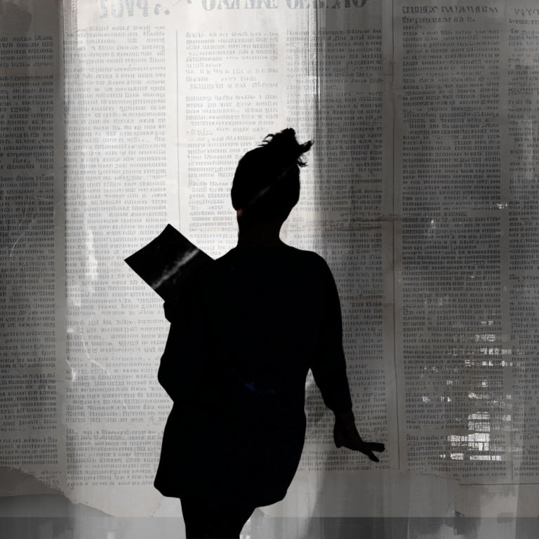 holding script and reading aloud